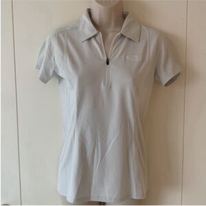 The North Face Short Sleeve Light Gray Half Zip Stretch Polo Shirt Golf Shirt S